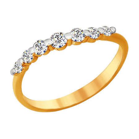 Кольцо, золото, фианит, 015035